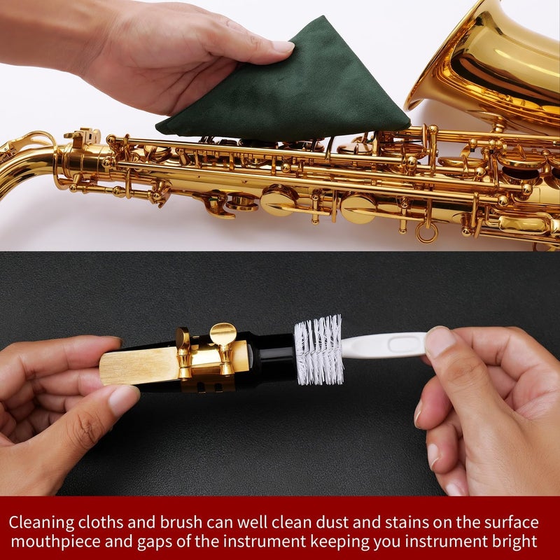Dowite Saxophone Cleaning Care Kit: Mouthpiece&Dust Brush, Cleaning Cloth,Swabs,Necking Swab,Finger Rest,Cork Grease, Key Oil,Mouthpiece Pad – Sax Cleaning Kit for Professional players, Students - Image 4